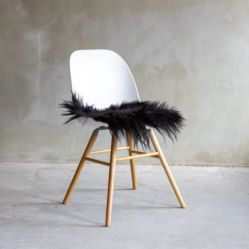 Coussin de chaise peau de mouton islandaise noir