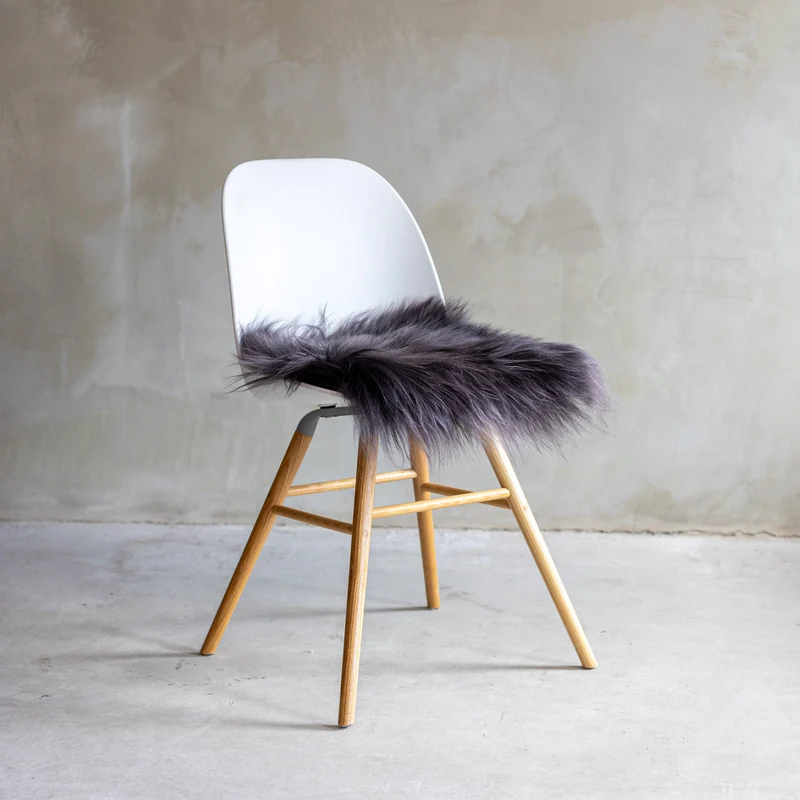 Coussin de chaise peau de mouton islandaise gris