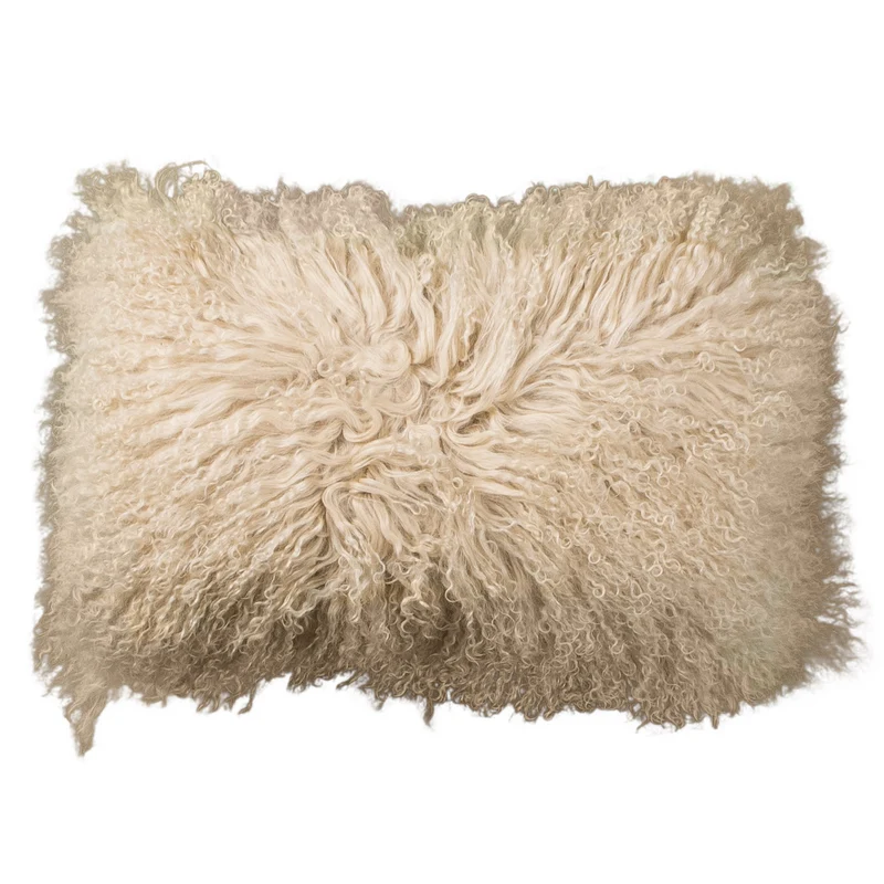 Housse de coussin en fourrure de mouton tibétain chameau