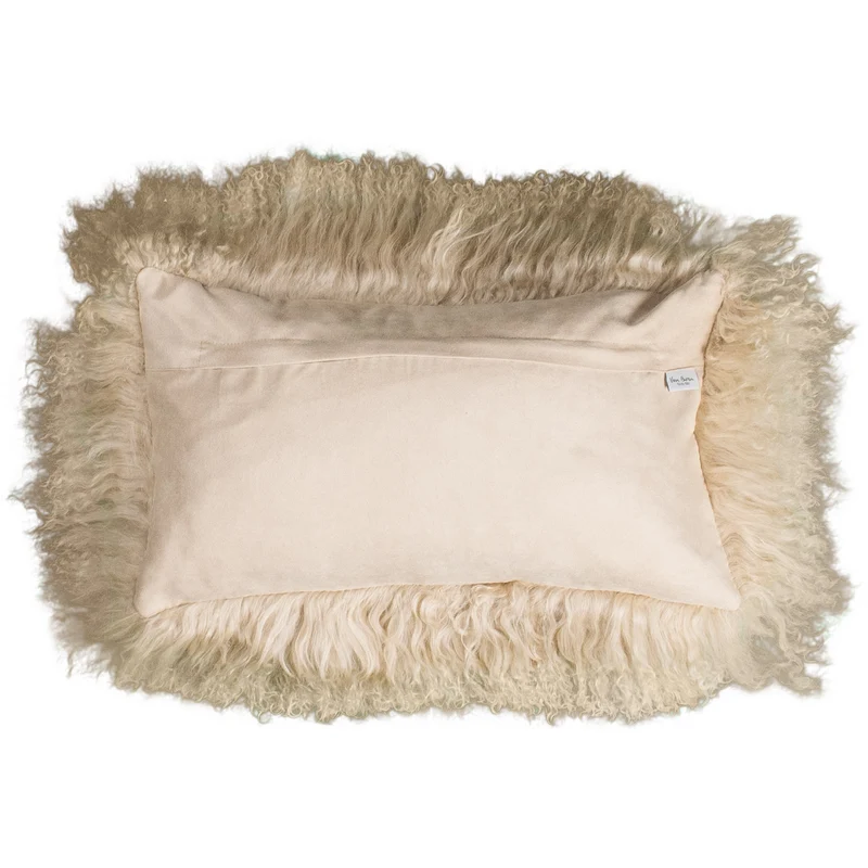 Housse de coussin en fourrure de mouton tibétain chameau