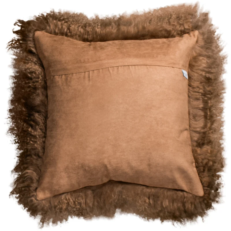 Housse de coussin en fourrure de mouton tibétain caramel
