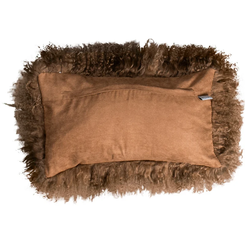 Housse de coussin en fourrure de mouton tibétain caramel