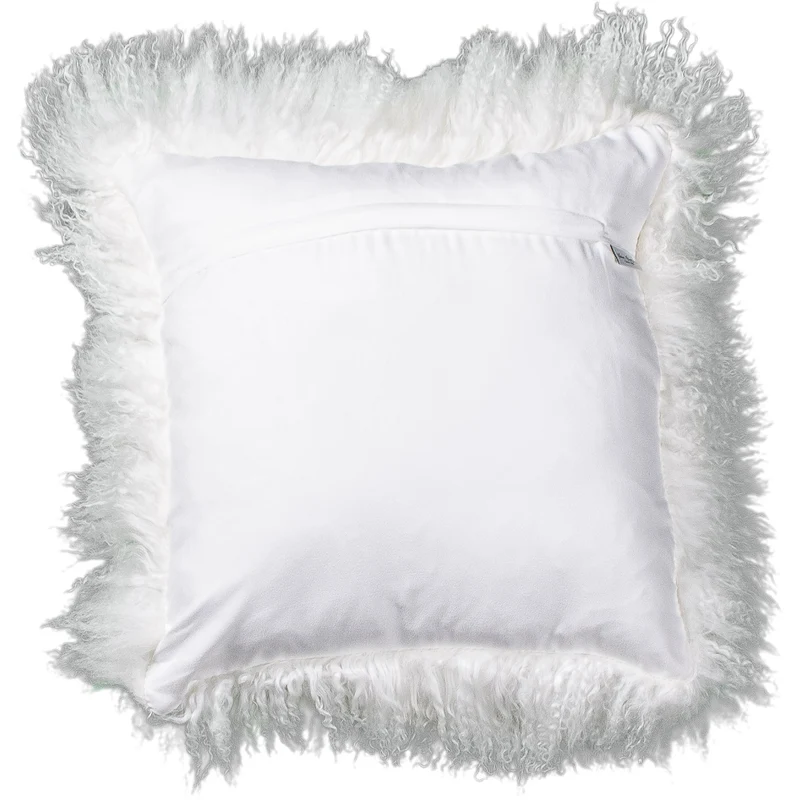 Housse de coussin en fourrure de mouton tibétain blanc