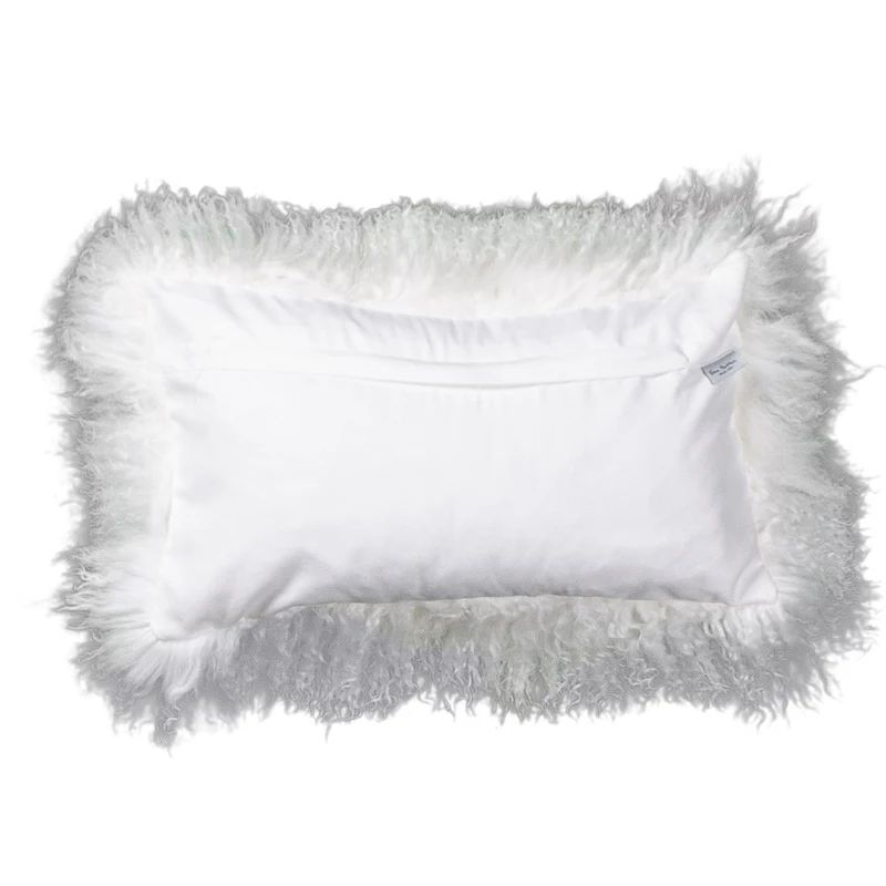 Housse de coussin en fourrure de mouton tibétain blanc