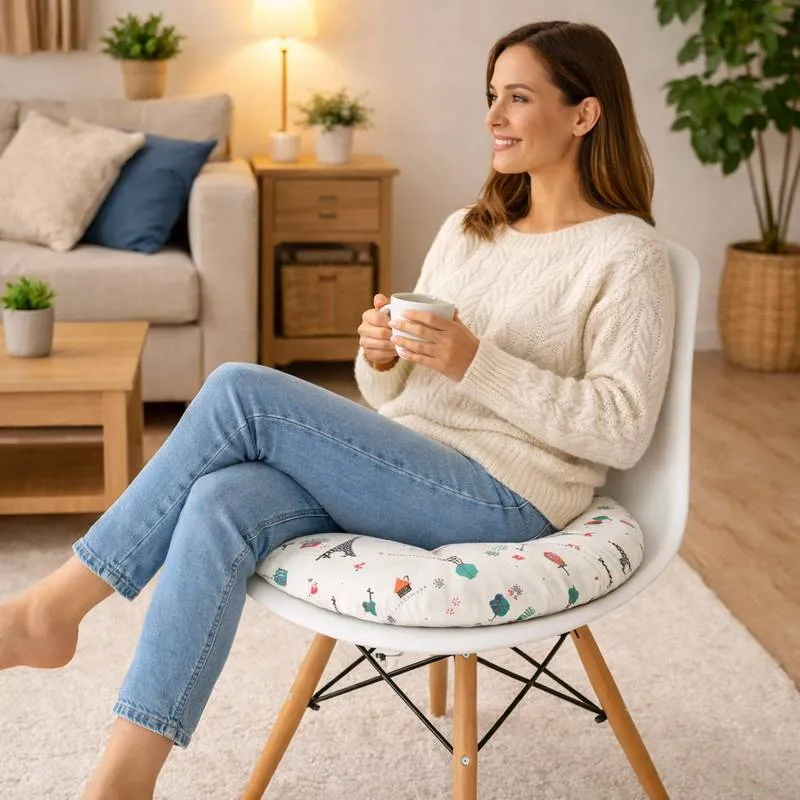 Coussin de Chaise Rond Paris blanc
