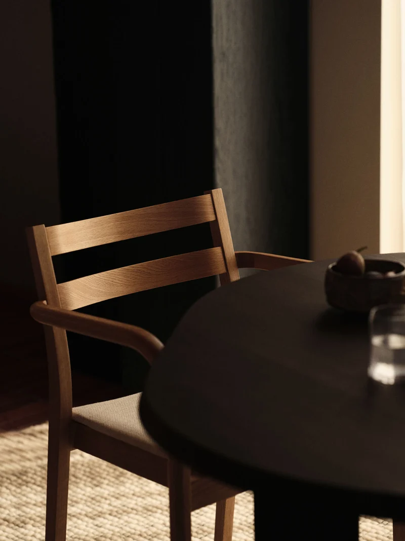 Boda Dining Chair with Arms - Upholstered Seat - Staple - Natural Oak/Off-White