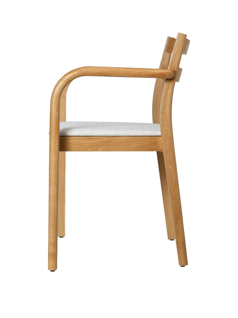 Boda Dining Chair with Arms - Upholstered Seat - Staple - Natural Oak/Off-White
