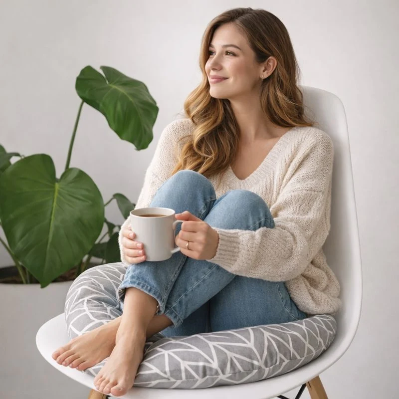 Coussin de Chaise Rond gris