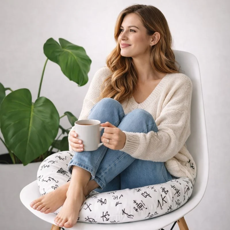 Coussin de Chaise Rond Écriture blanc