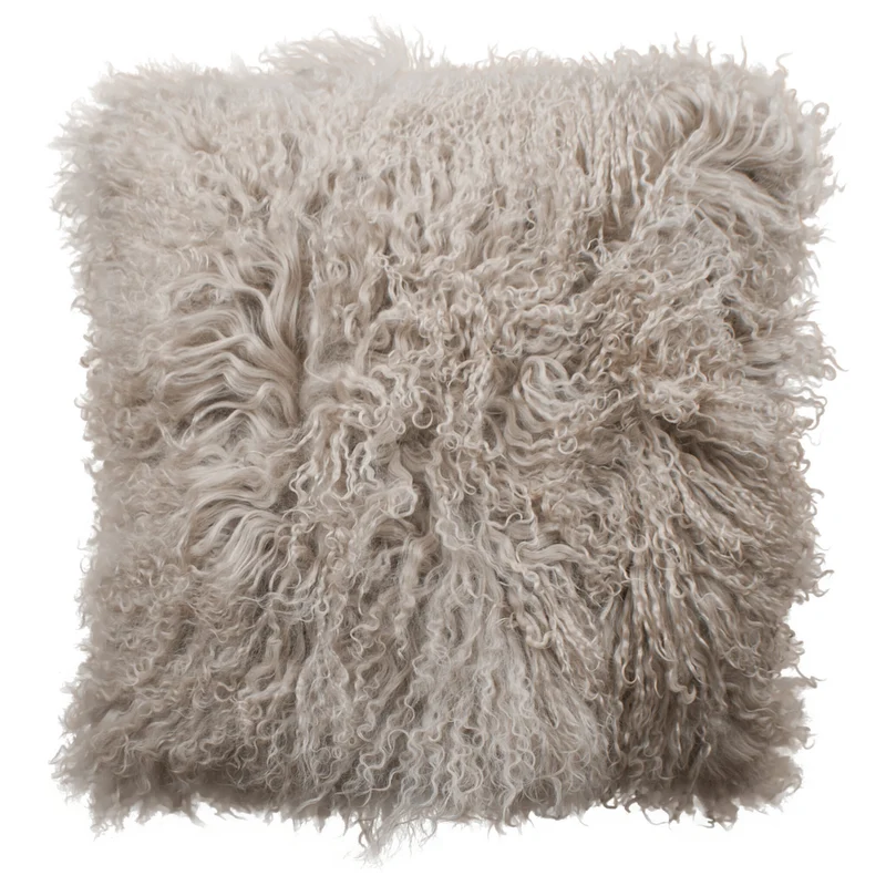 Coussin peau de mouton du Tibet sable