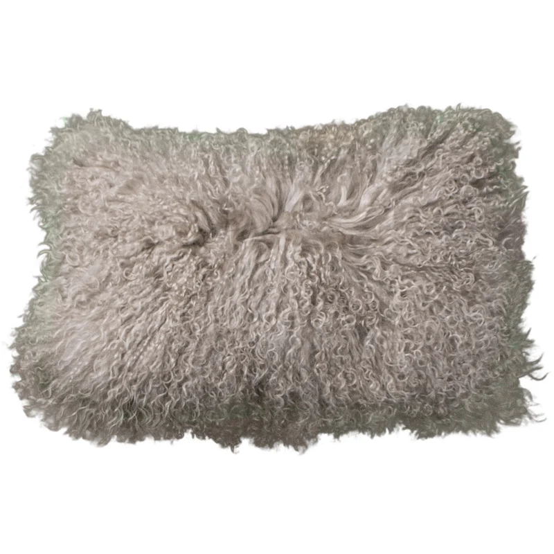 Coussin peau de mouton du Tibet sable
