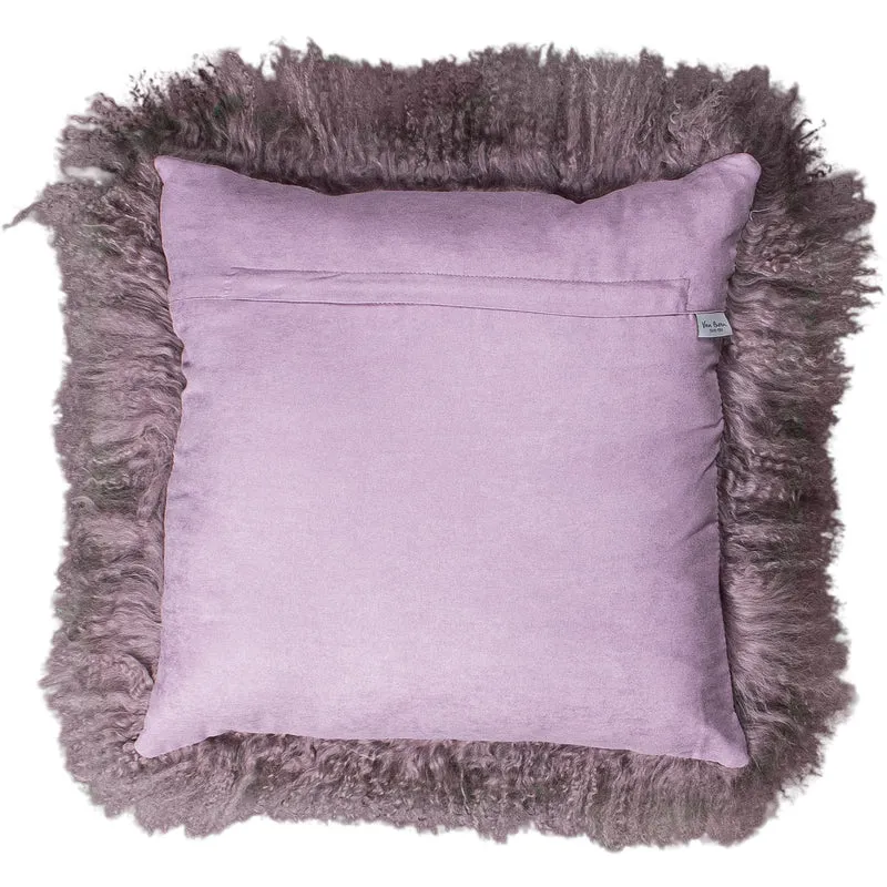 Coussin peau de mouton du Tibet violet vintage