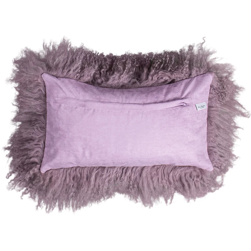 Coussin peau de mouton du Tibet violet vintage
