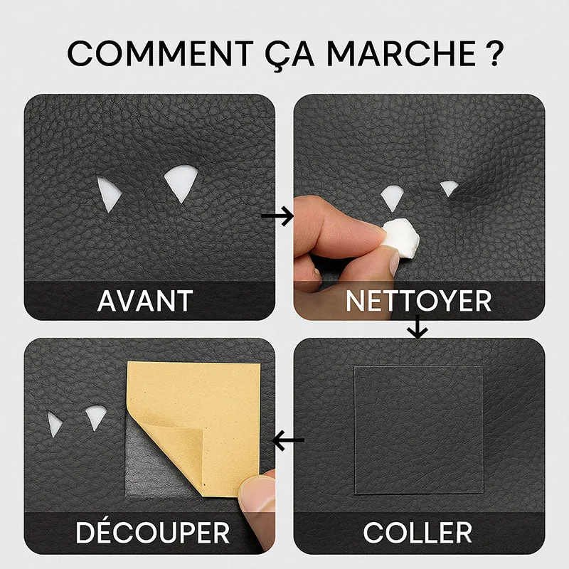 Réparpatch, patch autocollant de réparation cuir et simili
