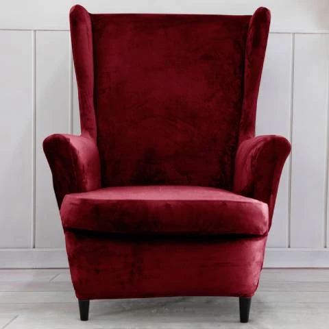 Housse de fauteuil à oreilles velours - Rouge Bordeaux - Élégance et Protection