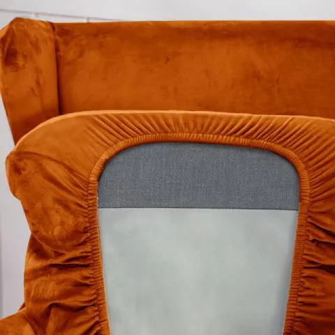 Housse de fauteuil à oreilles velours - Orange - Élégance et Protection