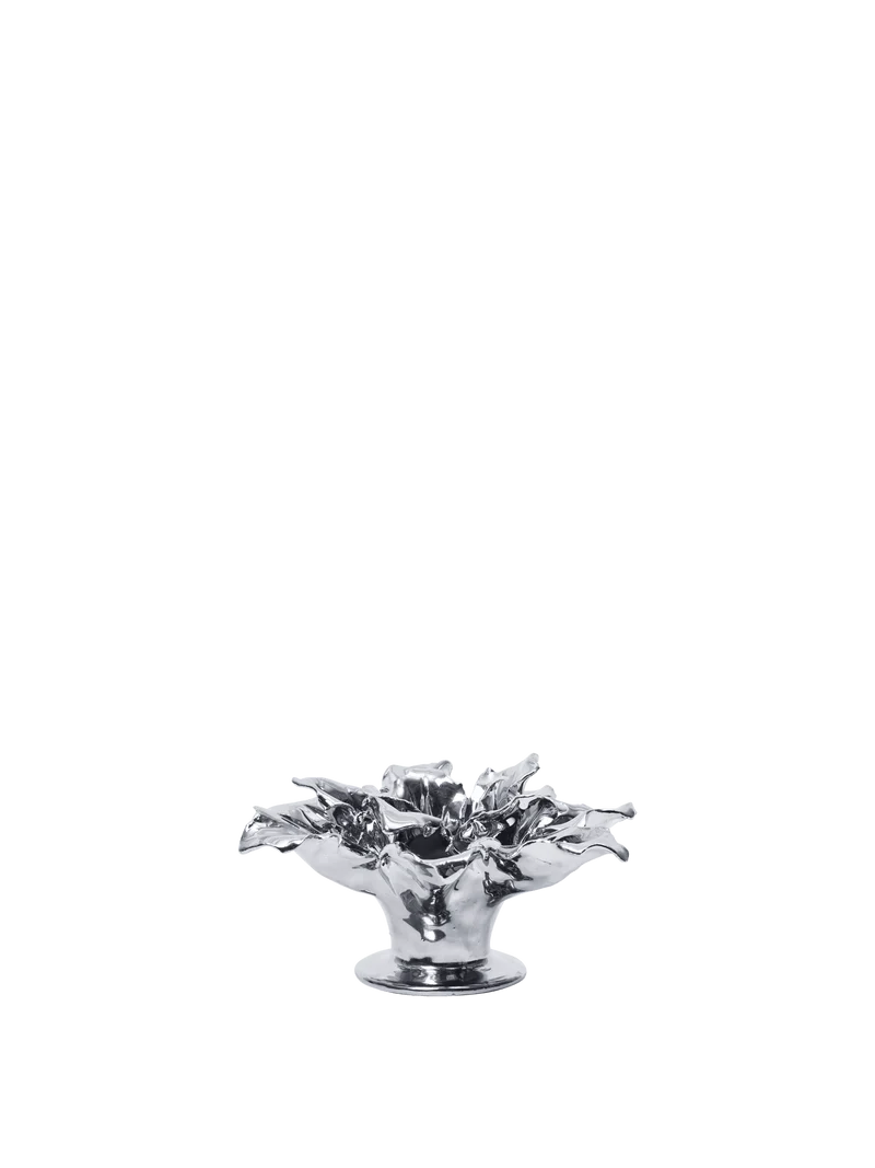 Holly Leaf Candle Holder - Silver