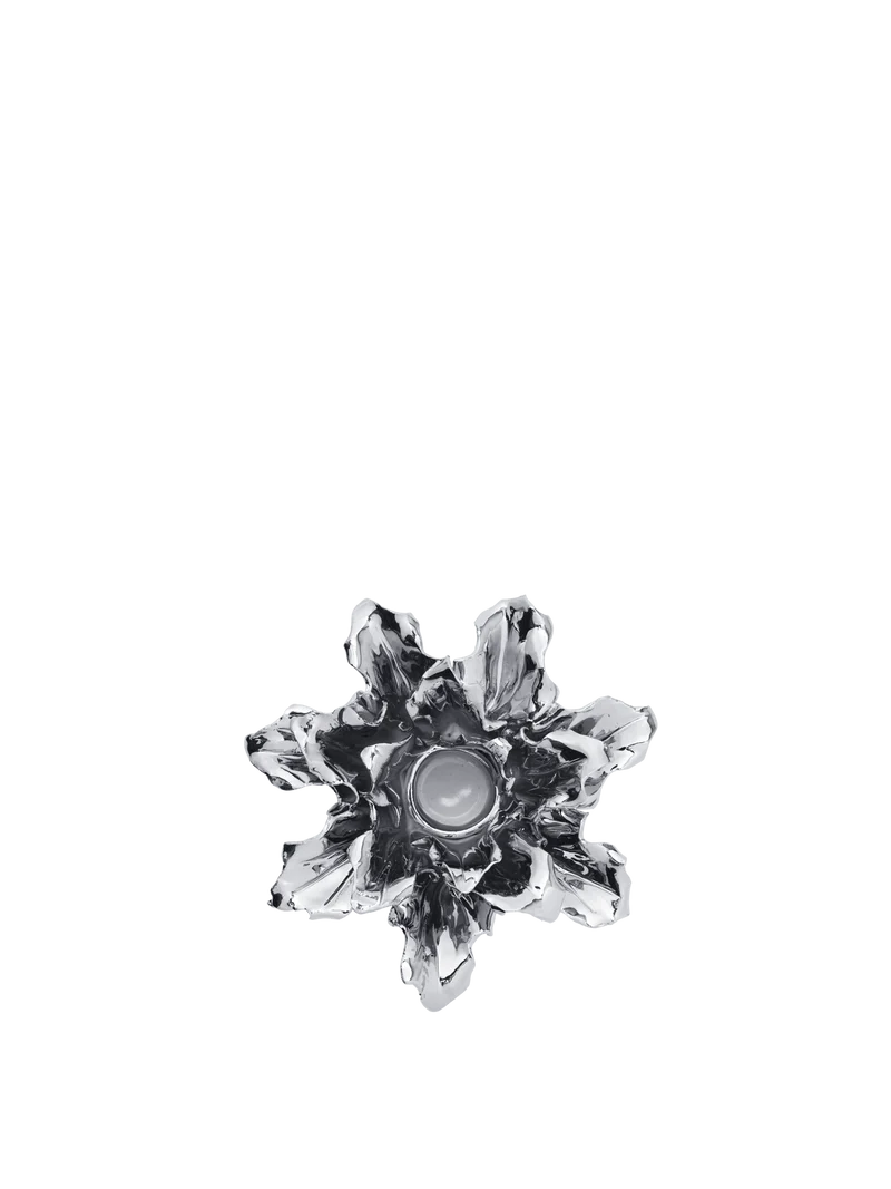 Holly Leaf Candle Holder - Silver