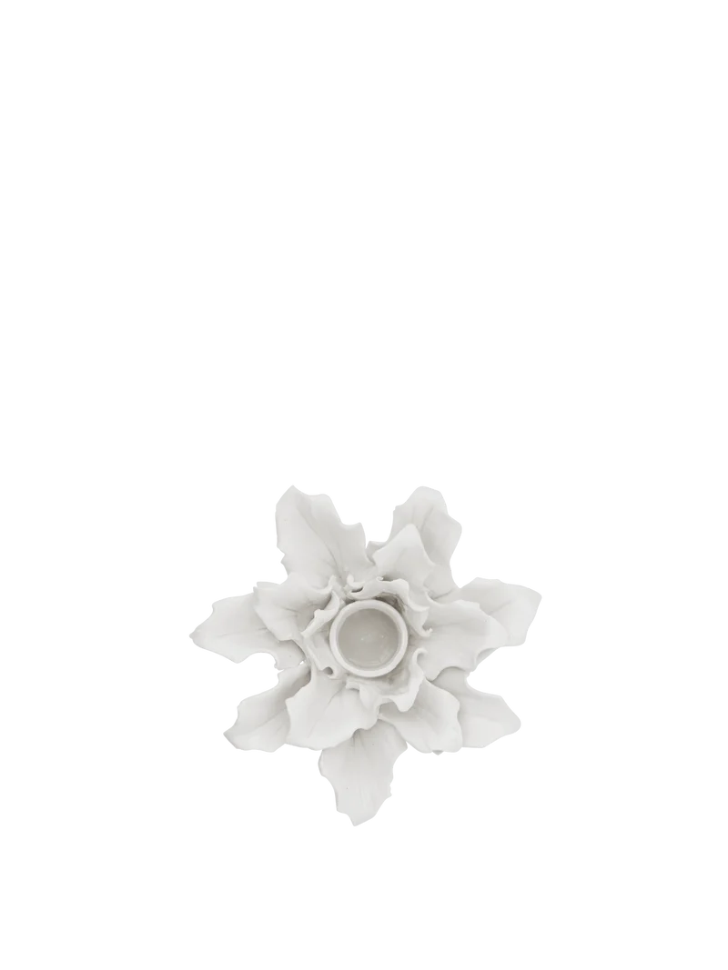 Holly Leaf Candle Holder - Off-White