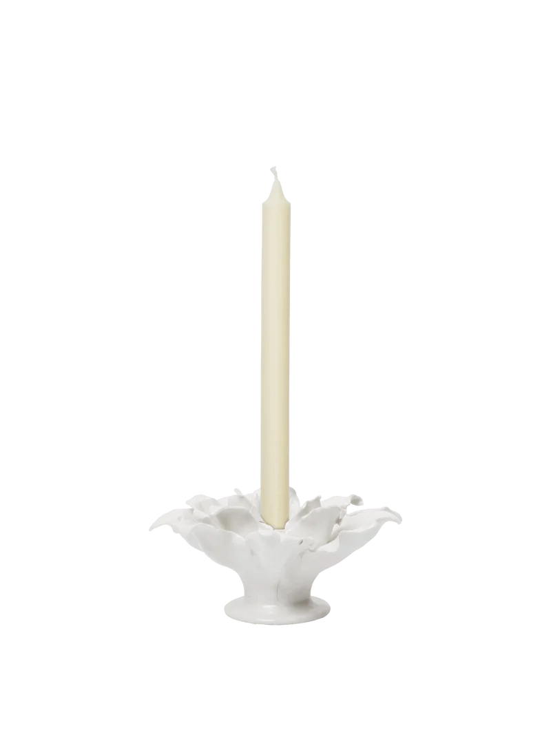 Holly Leaf Candle Holder - Off-White
