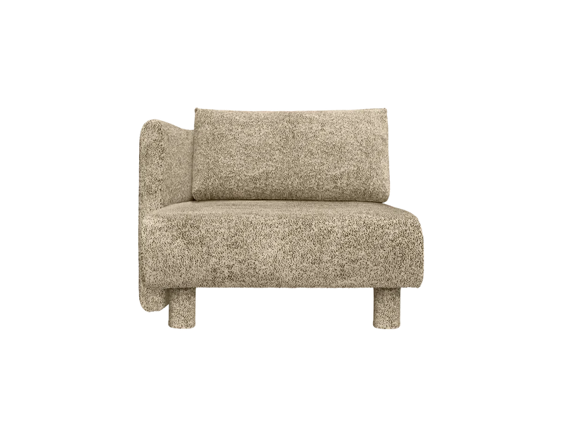 Dase Sofa Chaise Longue Left - Poppy Velvet - Butter/Black