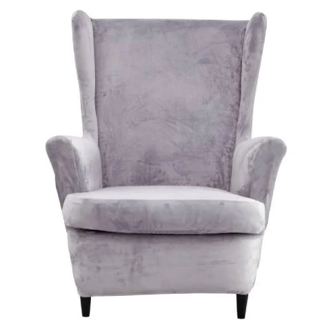 Housse de fauteuil à oreilles velours - gris - Élégance et Protection