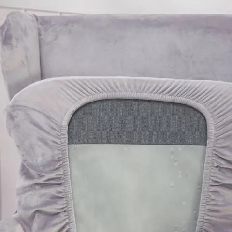 Housse de fauteuil à oreilles velours - gris - Élégance et Protection