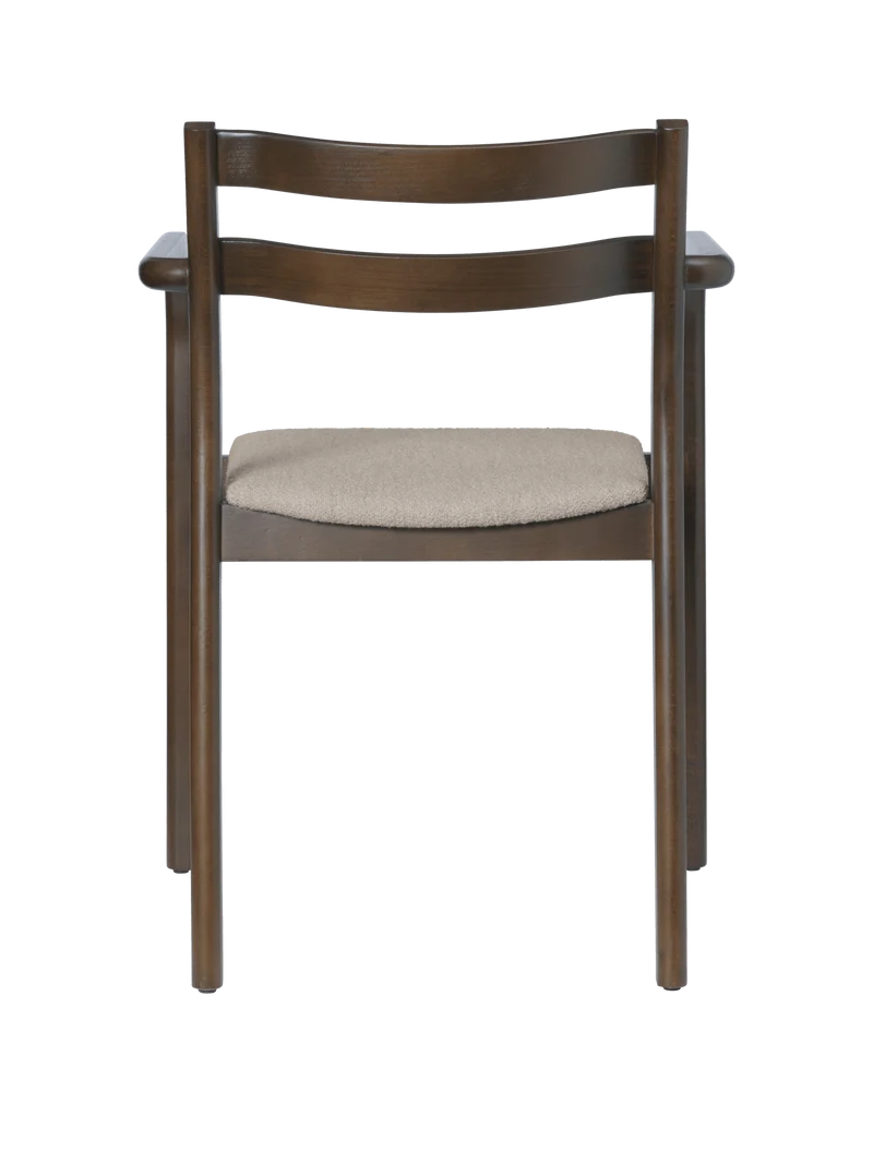 Boda Dining Chair with Arms - Upholstered Seat - Soft Bouclé - Dark Stained Beech/Natural