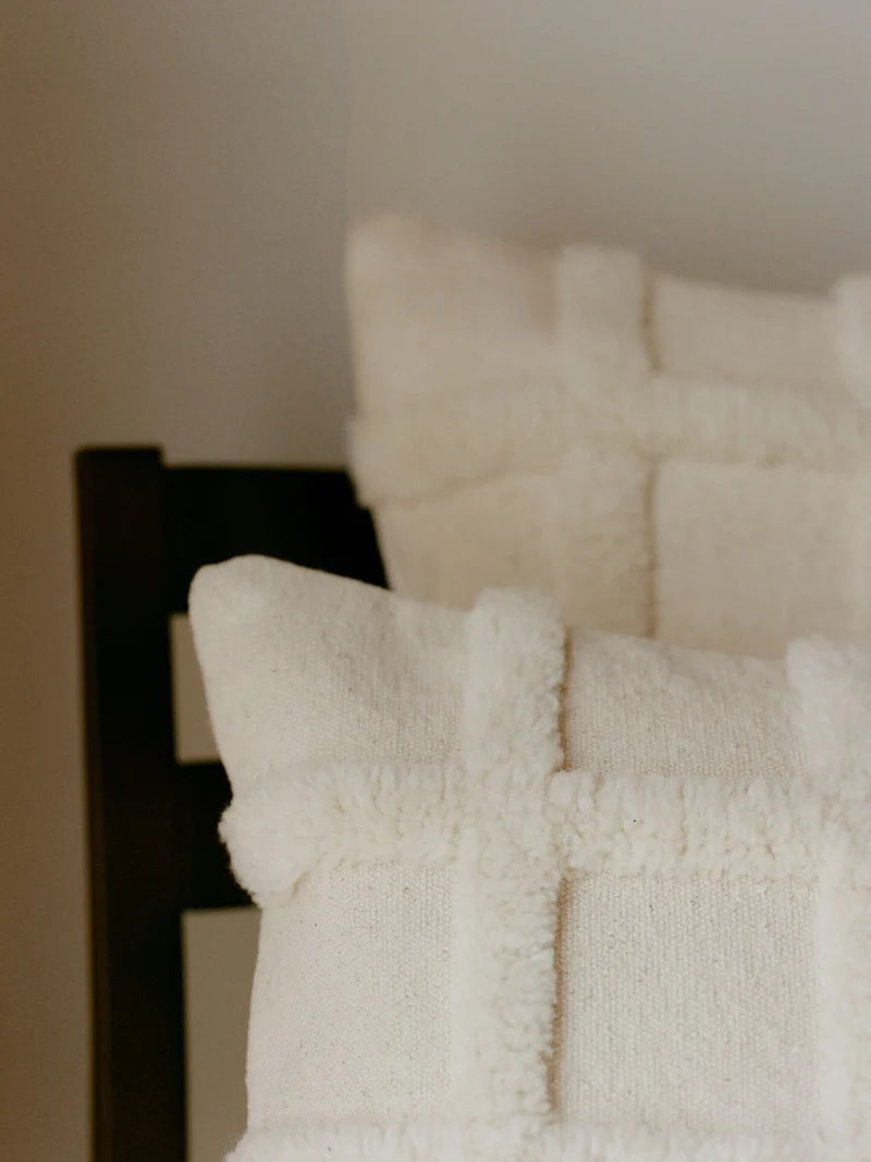 Norte Grid Cushion - Rectangular - Off-White