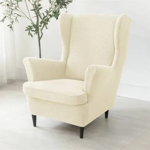Housse de fauteuil à oreilles extensible - Blanc Cassé - Protection et style nordique