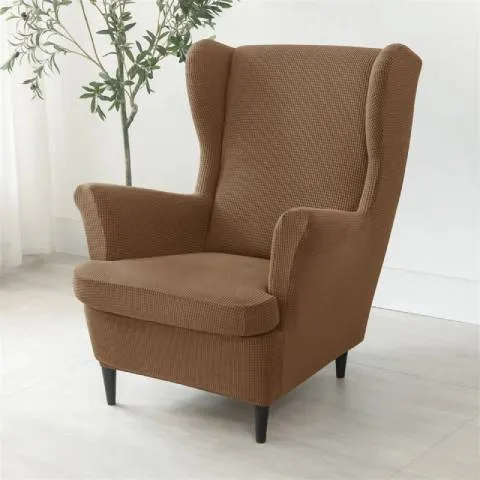 Housse de fauteuil à oreilles extensible - Marron - Protection et style nordique