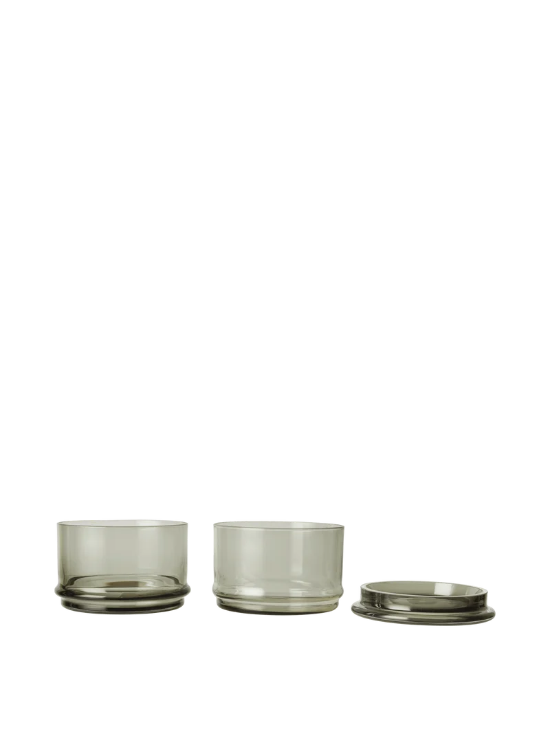 Boya Stackable Containers - Set of 2 - Smoked Grey