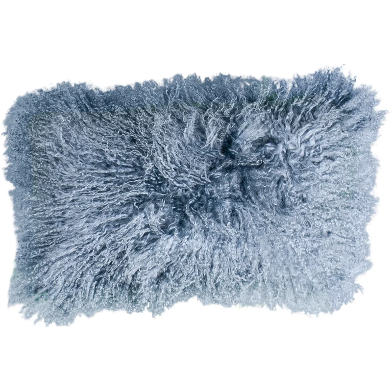 Coussin peau de mouton du Tibet bleu vintage