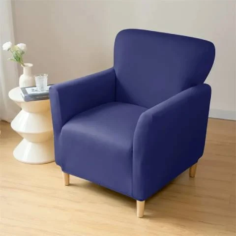 Housse de fauteuil extensible en jacquard - bleu marine