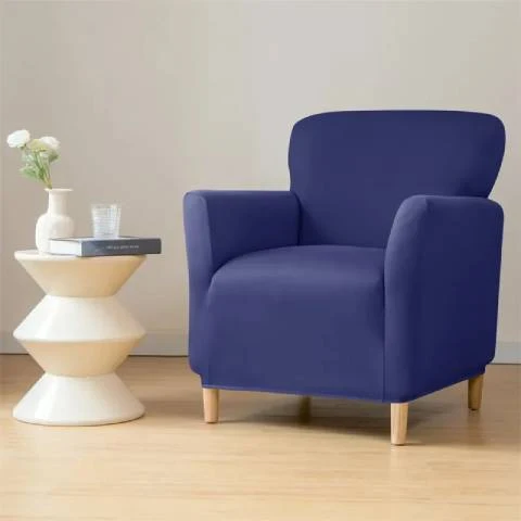 Housse de fauteuil extensible en jacquard - bleu marine