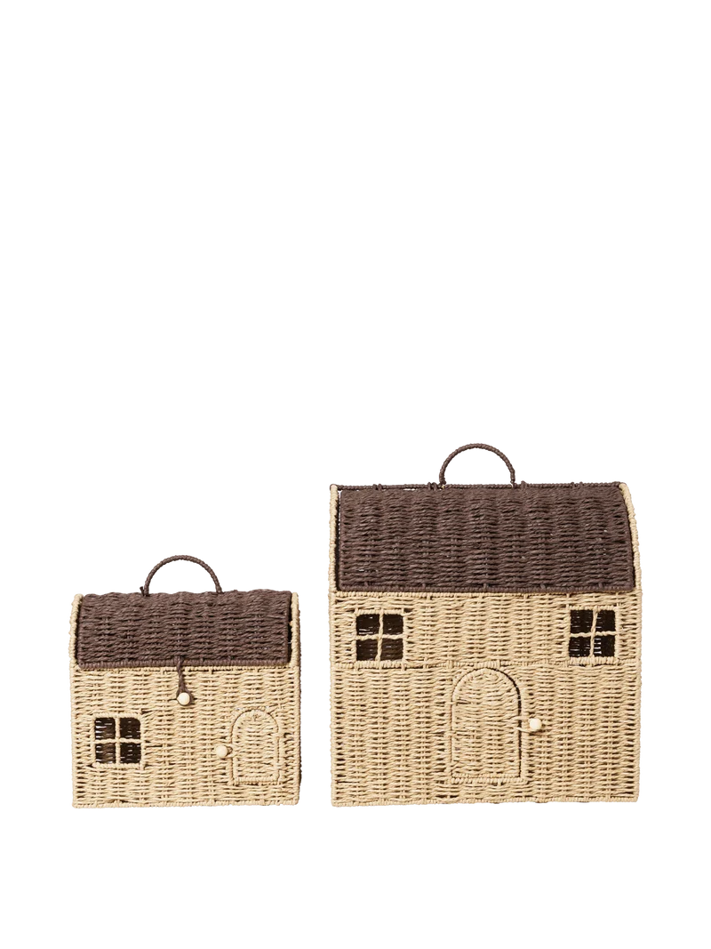 Casu Storage Houses - Set of 2 - Natural/Dark Brown