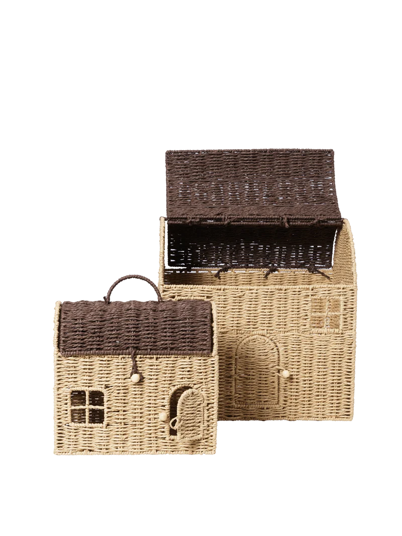 Casu Storage Houses - Set of 2 - Natural/Dark Brown