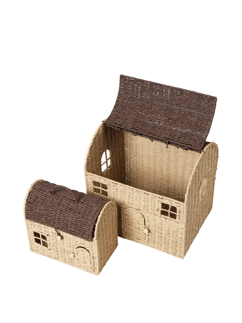 Casu Storage Houses - Set of 2 - Natural/Dark Brown