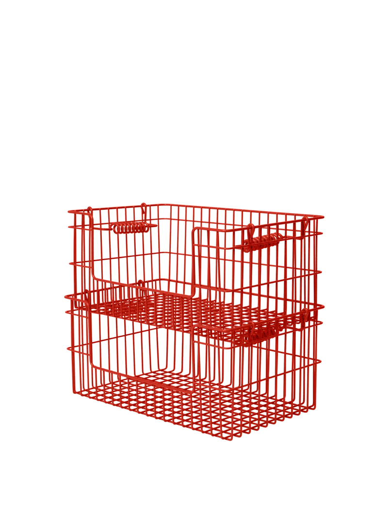 Cala Open Stackable Basket - Set of 2 - Poppy Red
