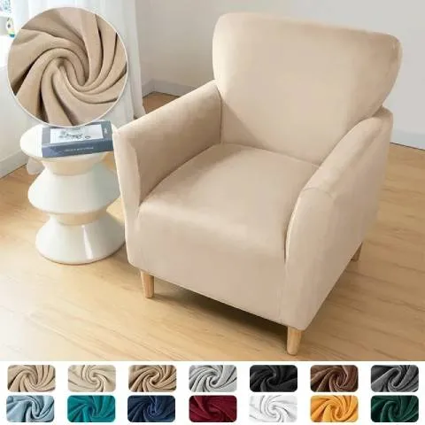 Housse de fauteuil extensible en velours - blanc cassé