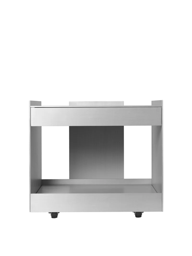 Lager Low Trolley with Drawer - Aluminium