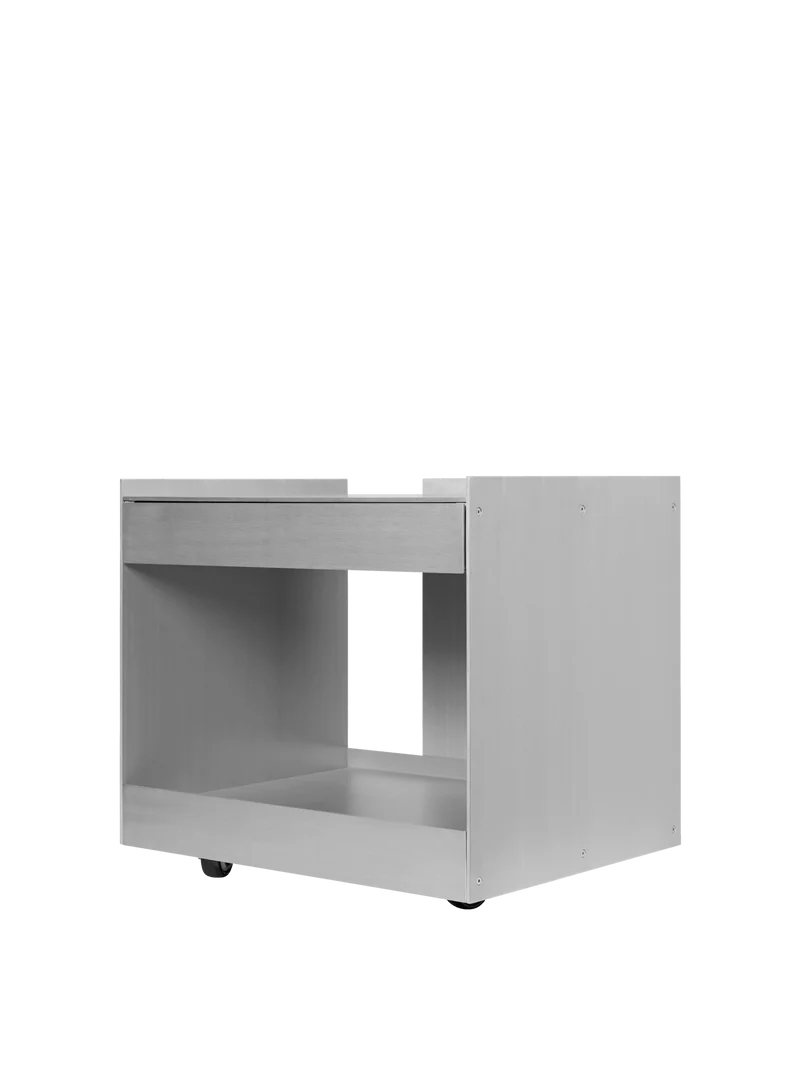 Lager Low Trolley with Drawer - Aluminium