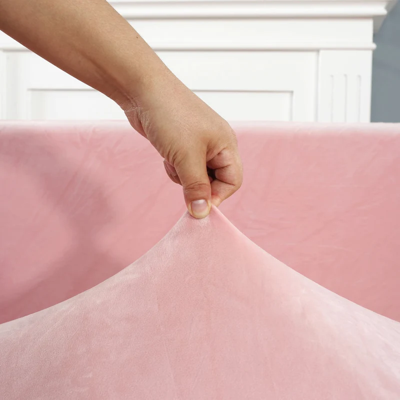 Housse de Canapé d'Angle Velours Rose poudré