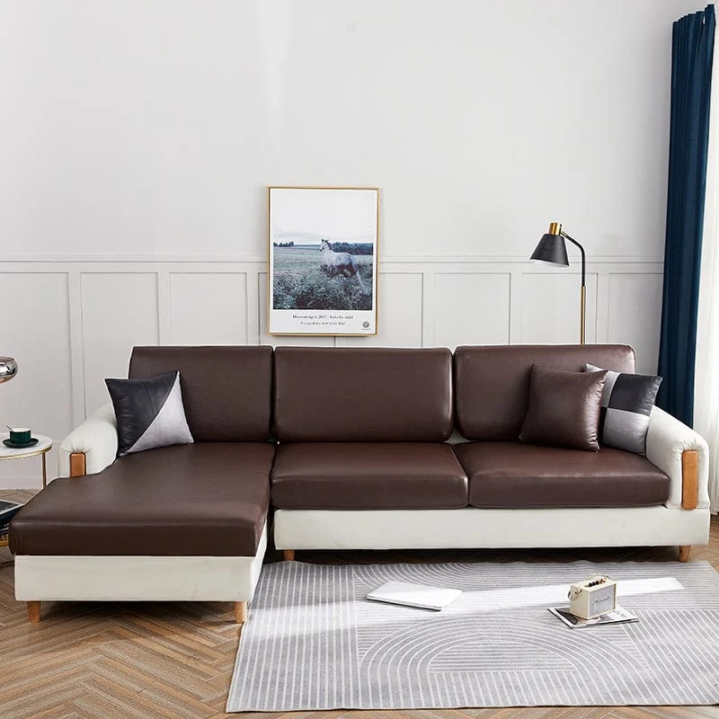 Housse de Coussin de Canapé en Simili Cuir