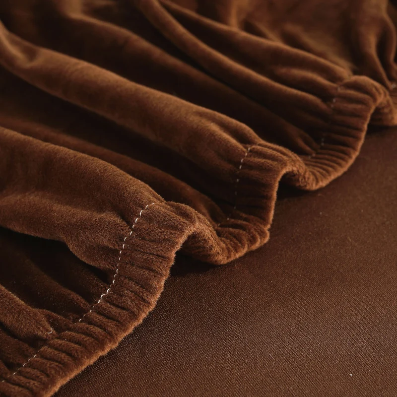 Housse de Canapé d'Angle Velours Marron
