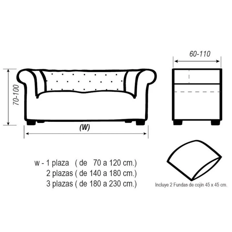 Housse de Canapé Super-Élastique Chesterfield Niagara