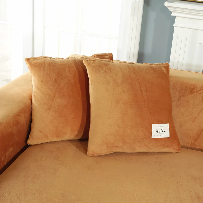 Housse de Canapé d'Angle Velours Camel