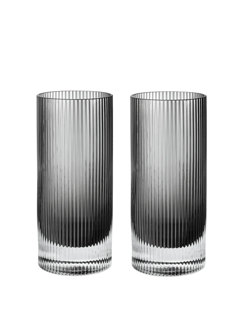 Ripple Highball Glasses - Set of 2 - Smoked Grey