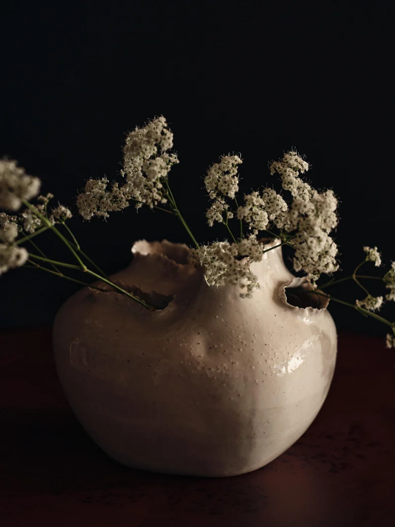 Tereo Round Vase - Off-White Speckle