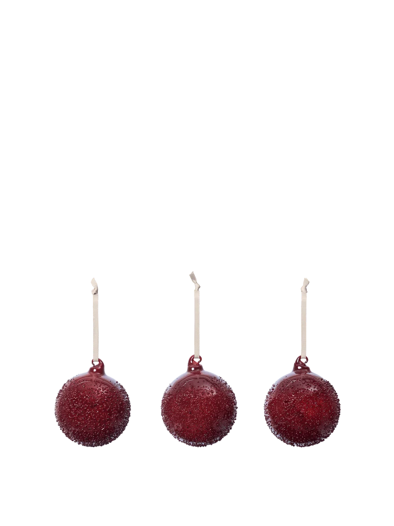 Flurry Glass Baubles - Medium - Set of 3 - Picante Red